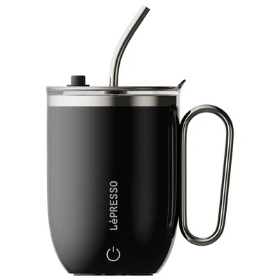 LePresso Sip Spin Magnetic Auto Stirring Mug with Touch Button - Black Color