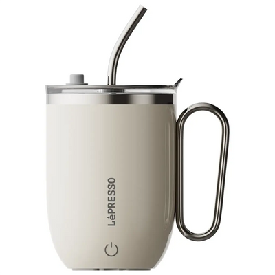 LePresso Sip Spin Magnetic Auto Stirring Mug with Touch Button - White Color