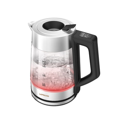 LePresso Multi-Temperature Illuminated Glass Kettle - Black Color