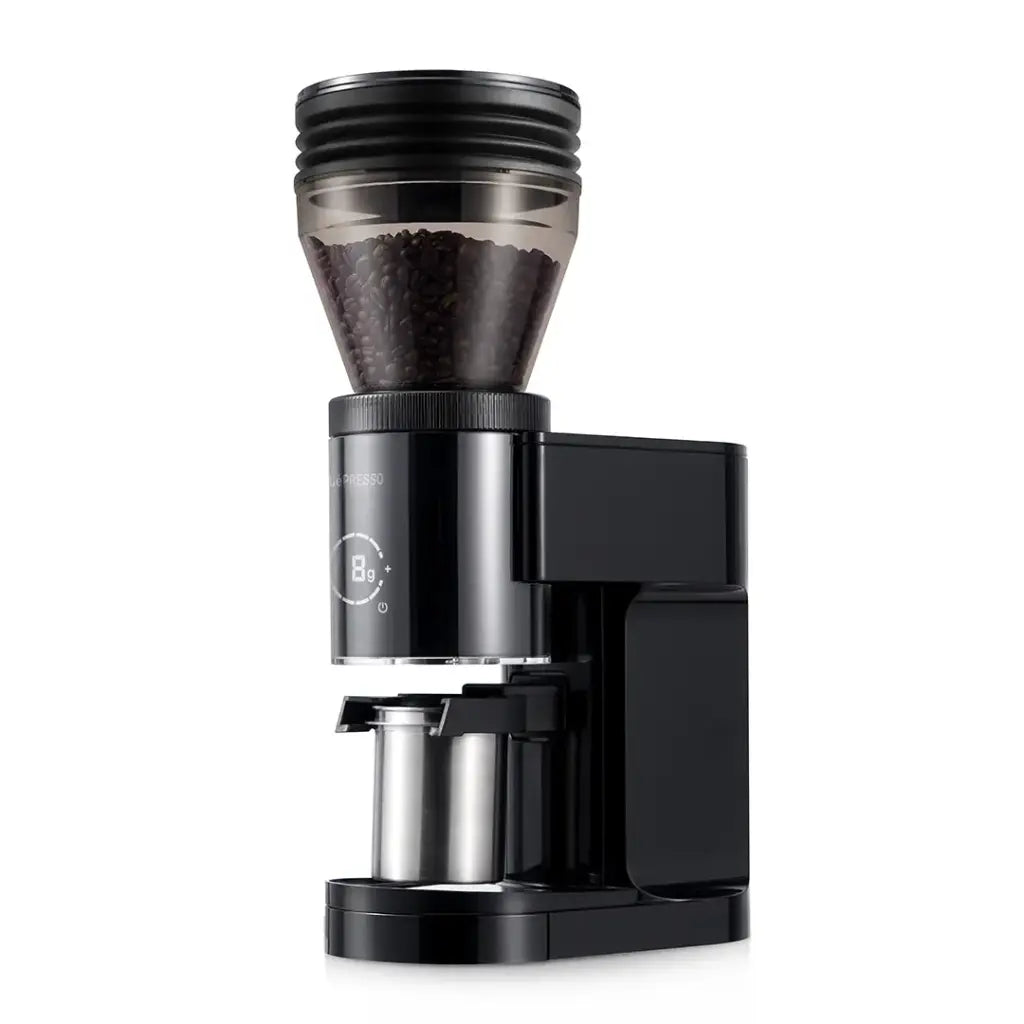 LePresso Grindeur Conical Burr Grinder with Digital Weight Control - Black Color