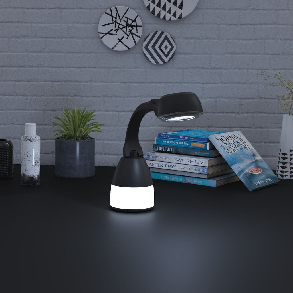 Porodo 2-in-1 Desk Lamp / Torch Compact Outdoor Lantern - Black