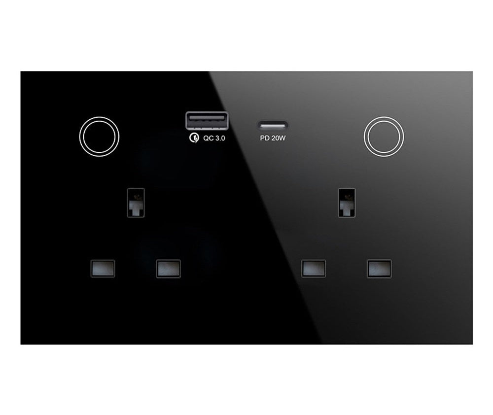 Gopeta Wi-Fi UK Double Socket  - 13A / USB-A / USB-C / Black