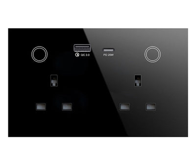 Gopeta Wi-Fi UK Double Socket  - 13A / USB-A / USB-C / Black