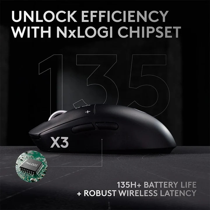 Logitech PRO X3 SUPERSTRIKE LIGHTSPEED Wireless Gaming Mouse - Midnight Black