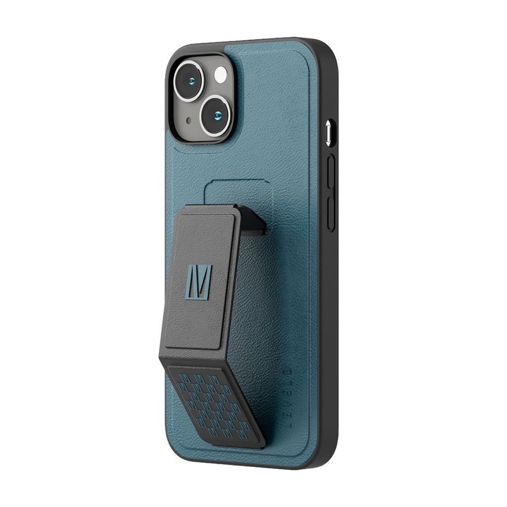 Levelo Morphix Gripstand PU Leather Case - iPhone 14 Plus / Storm Blue