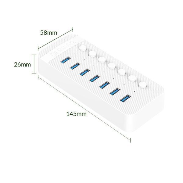 ORICO 7 Port USB Hub - White