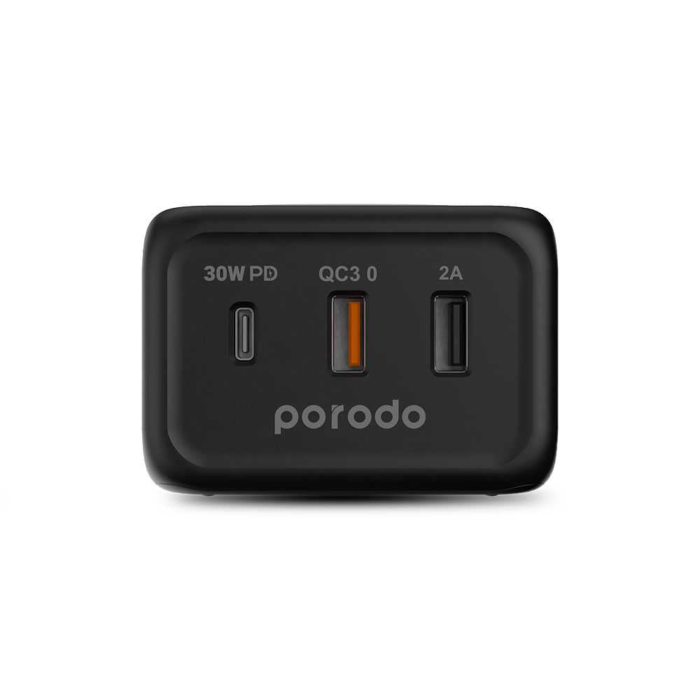 Porodo Desktop Charger With Fast-Wireless Charging - Black