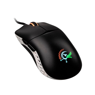 DUCKY FEATHER RGB Wired Huano Blue Switches Lightweight Gaming Mouse - Black/White