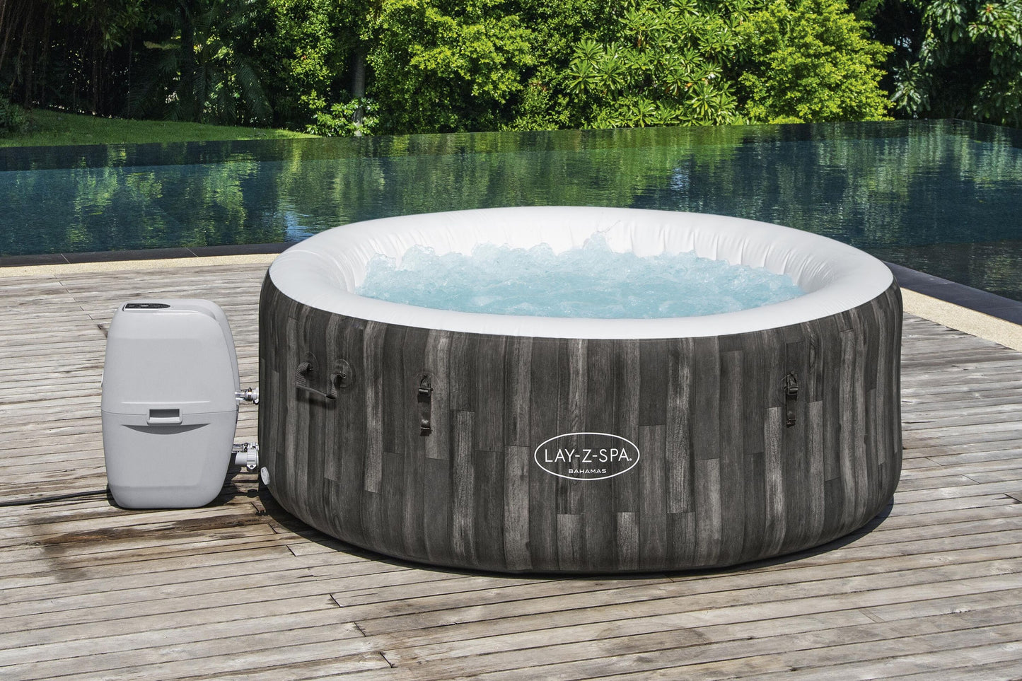 Bestway 1.80m x 66cm bahamas airjet (contents:one durable liner, one heater(220-240v), one filter, chemconnect, one inflatable cover, airjet system)
