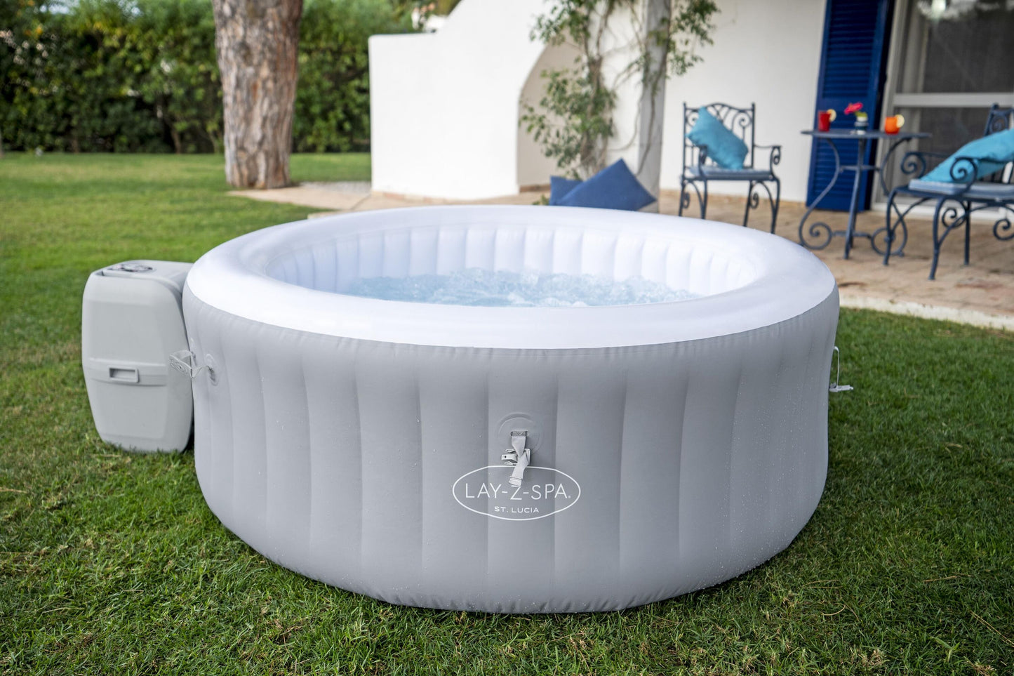 Bestway 1.70m x 66cm st.lucia airjet 3 grey (one durable liner, one heater(220-240v), one filter, chemconnect, one inflatable cover, airjet system)