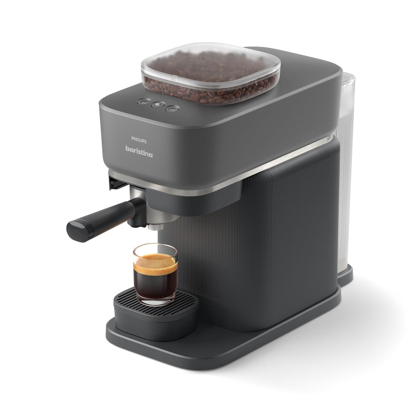 Philips Baristina Espresso Machine, Real Espresso Machine, Made Easy, Compact, 16 Bar Pressure, Built-in Grinder, Black Machine with Black Filter Holder (BAR300/60)