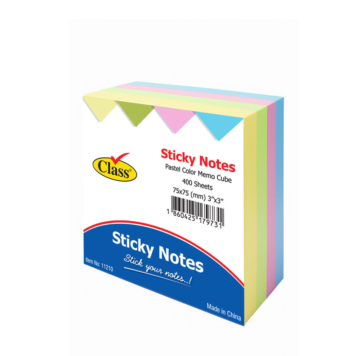 Class Coloured Lined Sticky Notes - 75 X 75mm / 400 Sheets