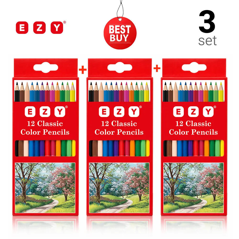 Ezy Classic Long Colored Pencil - Pack Of 3