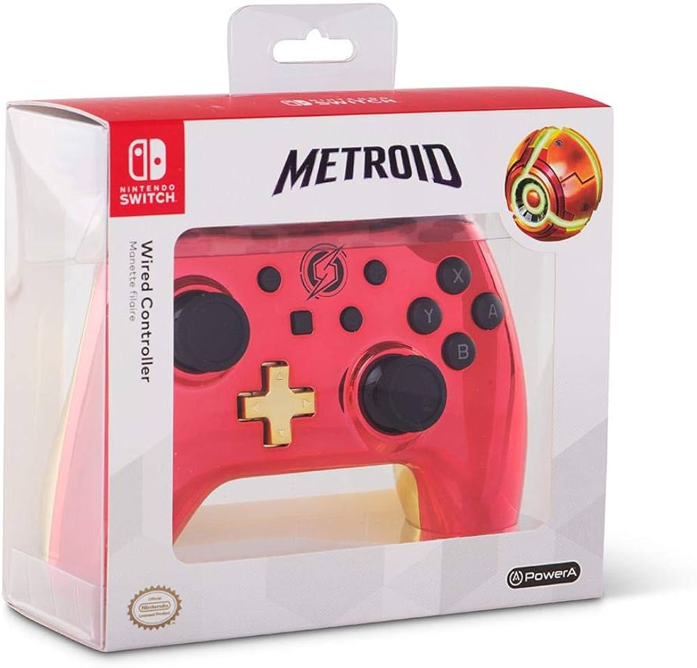 Nintendo Switch Wired Controller Chrome Red Samus