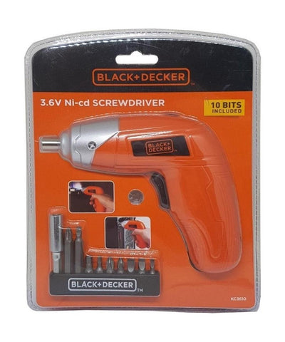 Black+Decker 3.6V Lithium Screwdriver + 10 Bit Set - (KC3610-B5)