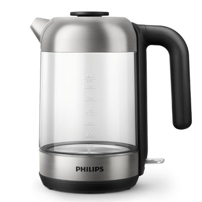 Philips Glass Electric Kettle, 1.7L, 2200W, HD9339/81 - Silver/Black