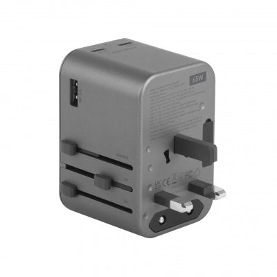 Energea Travelworld محول ، 1A2C 65 واط - لون رمادي داكن