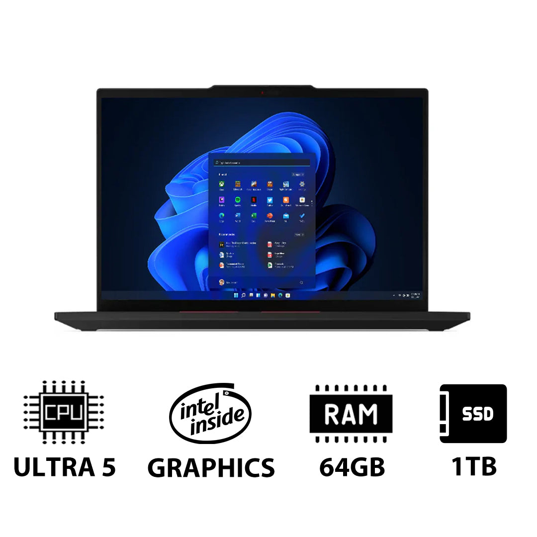 Lenovo ThinkPad T14 Gen 5 - 14.0" WUXGA / Ultra 5 125U / 64GB / 1TB (NVMe M.2 SSD) / WWAN / Win 11 Pro / Arabic/English / 3YW / Black - Laptop