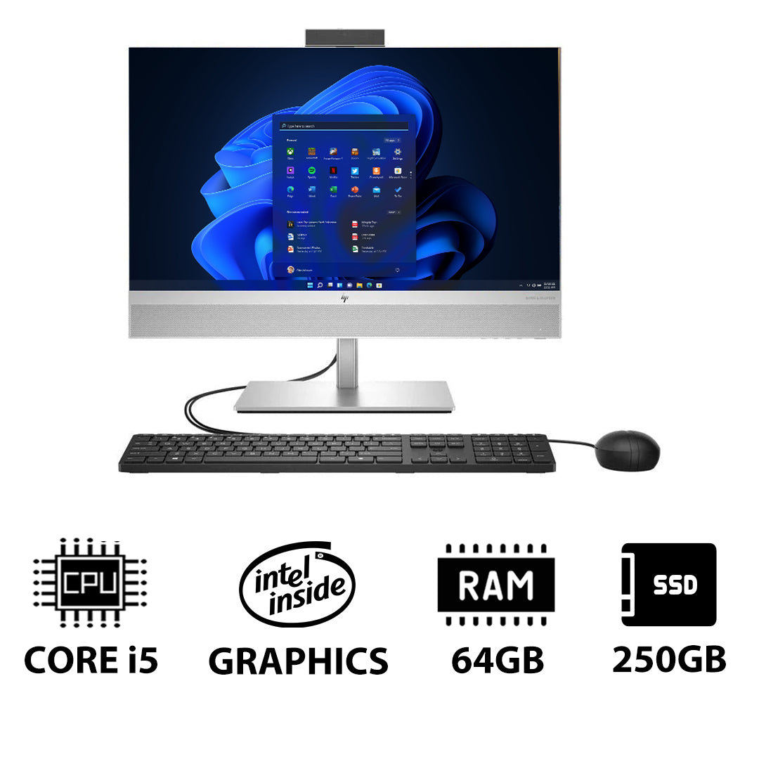 HP EliteOne 840 G9 AIO PC - 23.8" FHD Non-Touch / i5 / 64GB / 250GB (NVMe M.2 SSD) / Win 11 Pro / 1YW - Desktop