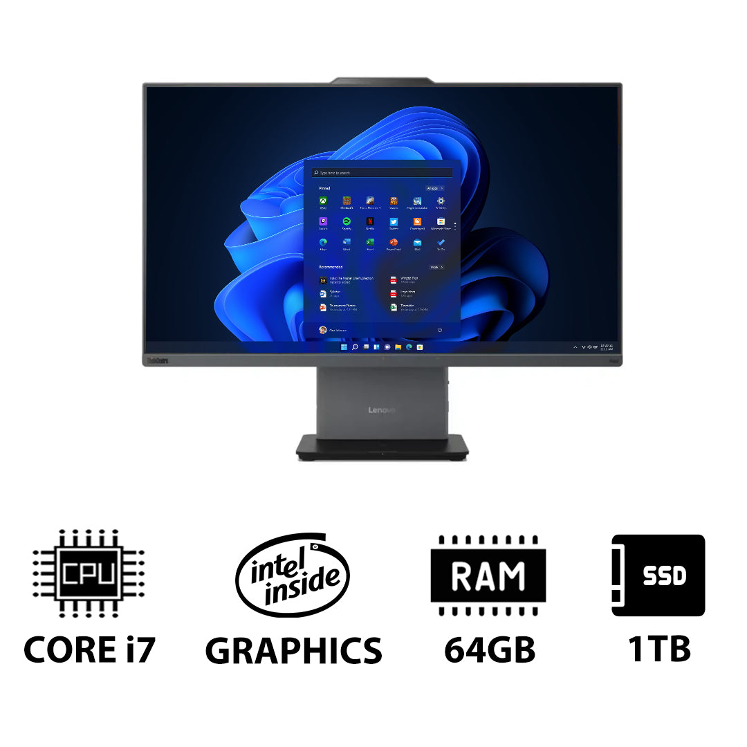 Lenovo ThinkCentre neo 50a 27 Gen 5 AIO PC - i7 / 64GB / 1TB (NVMe M.2 SSD) / 27" FHD Non-Touch / Win 11 Pro / 1YW / Luna Grey - Desktop