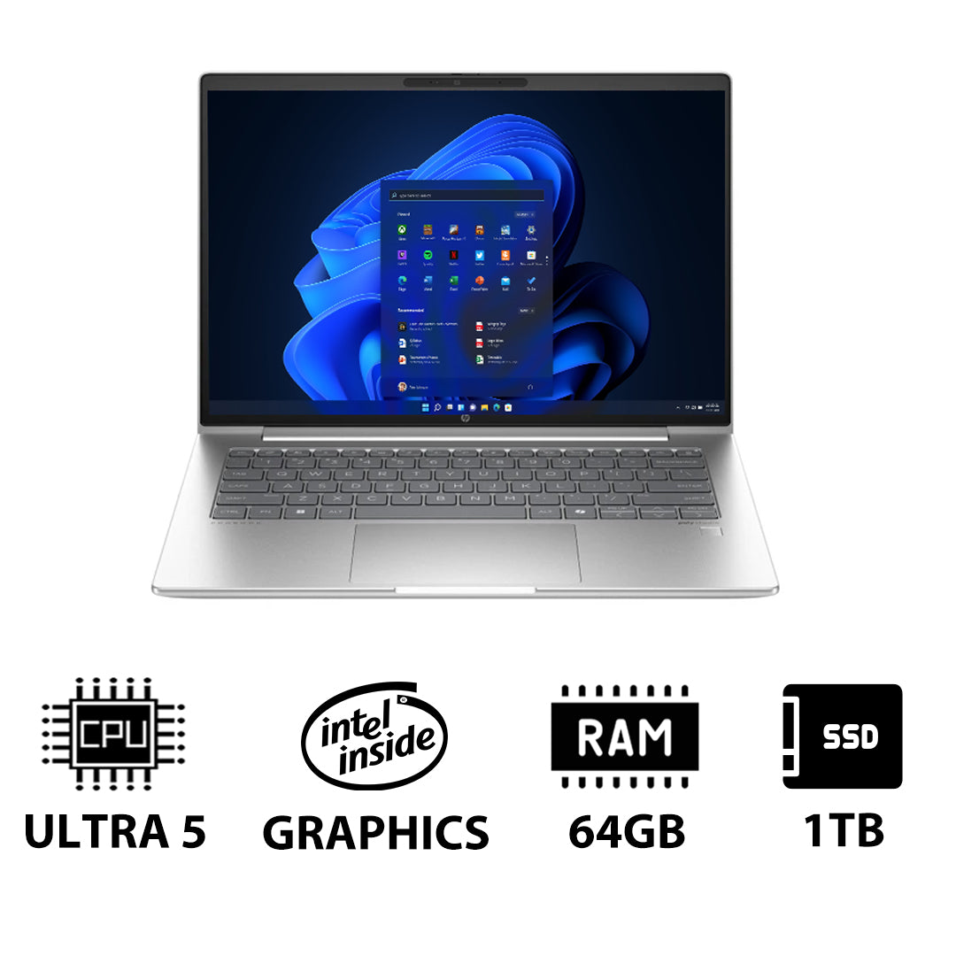 HP ProBook 440 G11 - 14" WUXGA / Ultra 5 125U / 64GB / 1TB (NVMe M.2 SSD) / Win 11 Pro / 1YW / Pike silver - Laptop