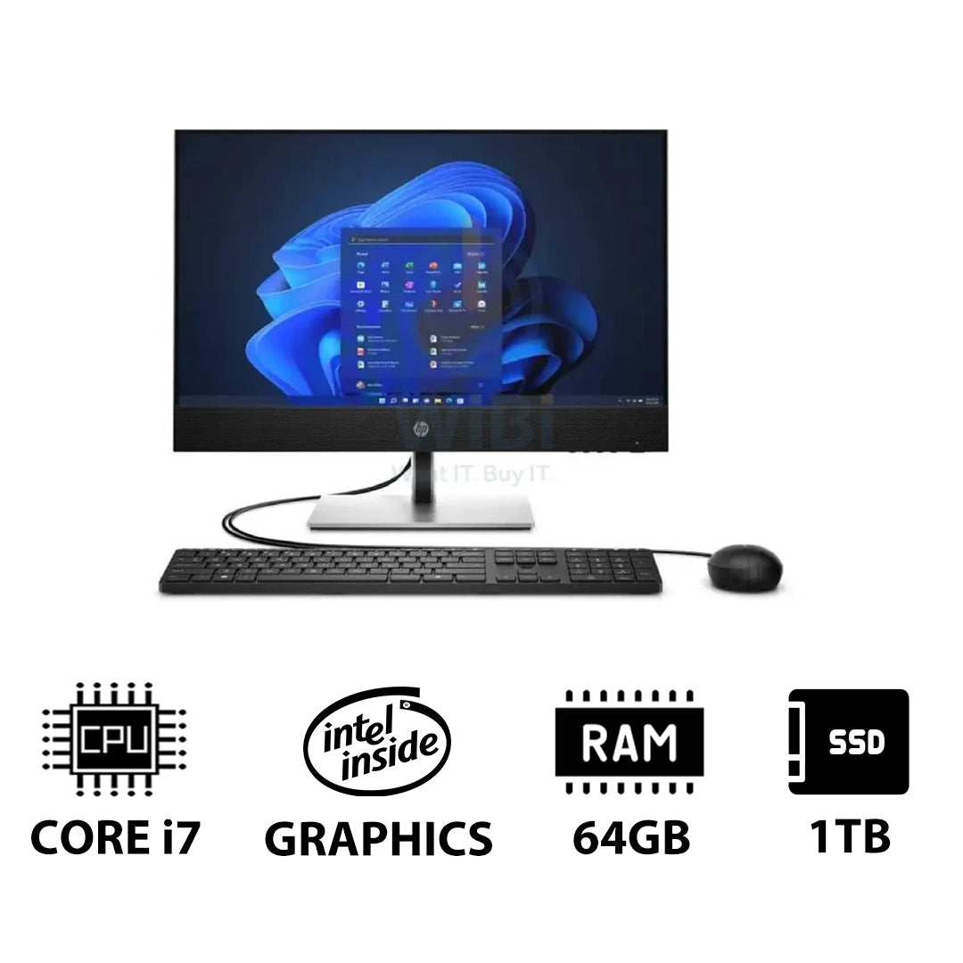 HP ProOne 440 G9 AIO - i7 / 64GB / 1TB (NVMe M.2 SSD) / 23.8" FHD Touch / Win 11 Pro / 3YW - Desktop