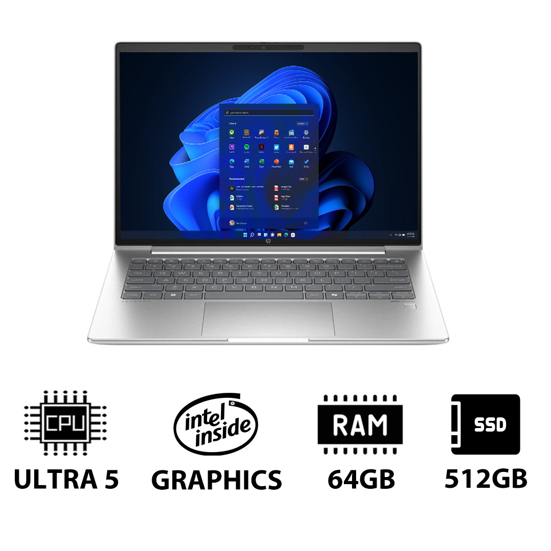 HP ProBook 440 G11 - 14" WUXGA / Ultra 5 125U / 64GB / 512GB (NVMe M.2 SSD) / Win 11 Pro / 1YW / Pike silver - Laptop