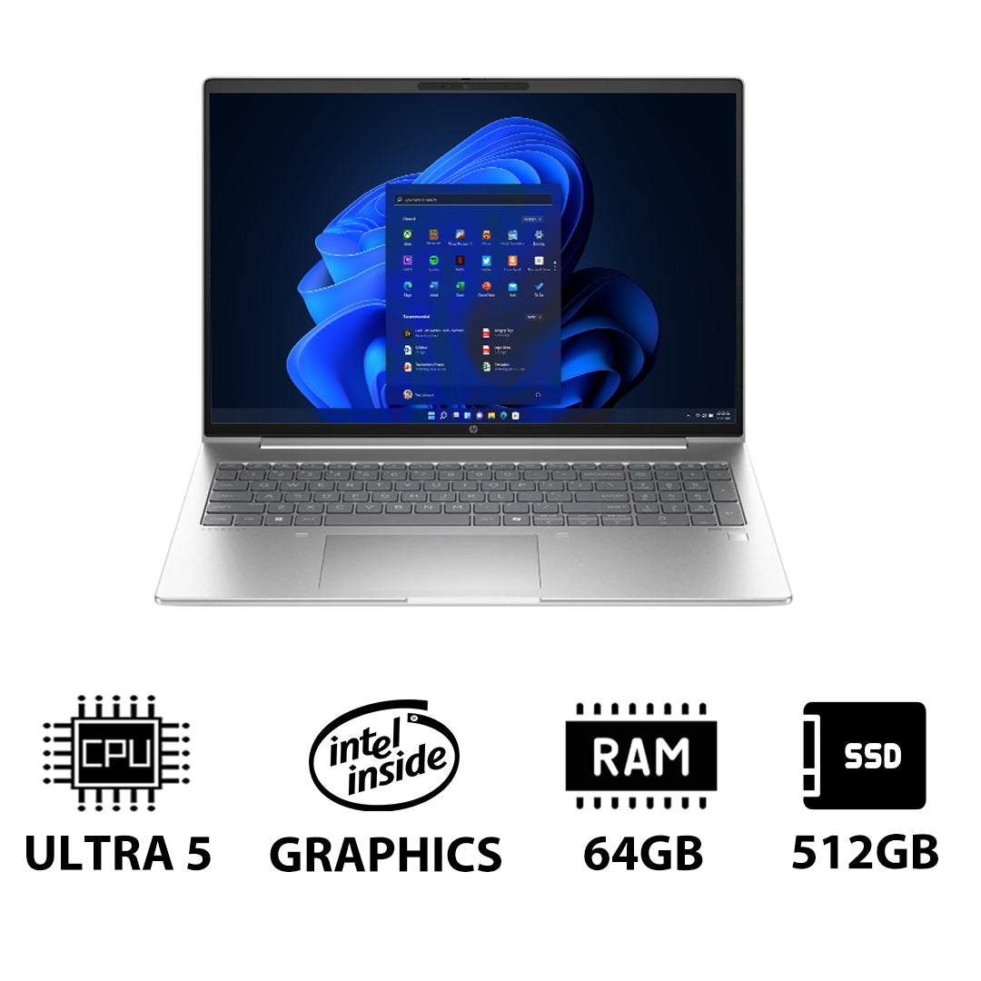 HP ProBook 460 G11 - 16" WUXGA / Ultra 5 125U / 64GB / 512GB (NVMe M.2 SSD) / Win 11 Pro / 1YW / Pike silver - Laptop