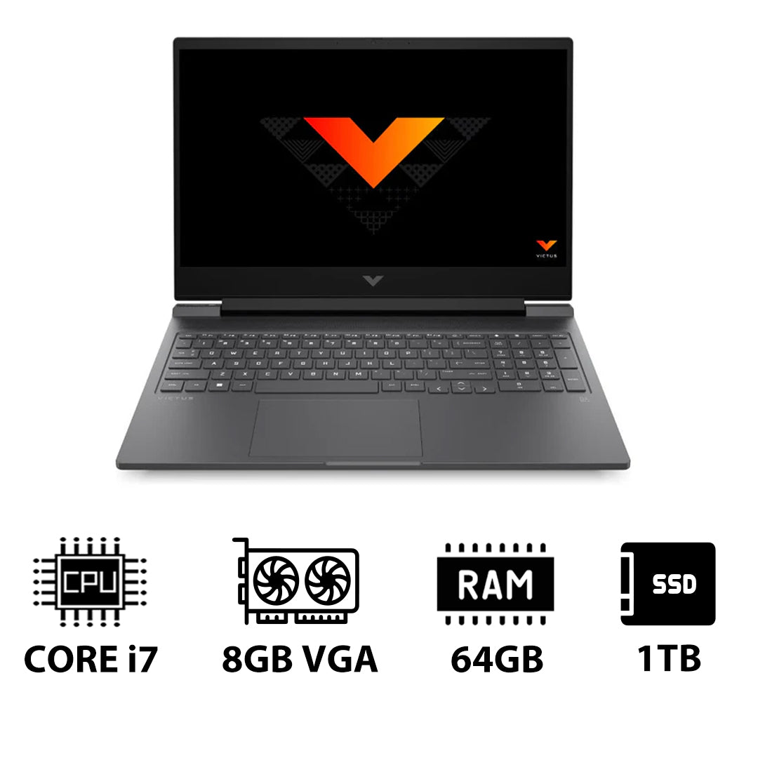 HP Victus Gaming Laptop 16-R0008NE - 16.1" QHD / i7 / 64GB / 1TB (NVMe M.2 SSD) / RTX 4060 8GB VGA / Win 11 Home / 1YW / Mica Silver - Laptop