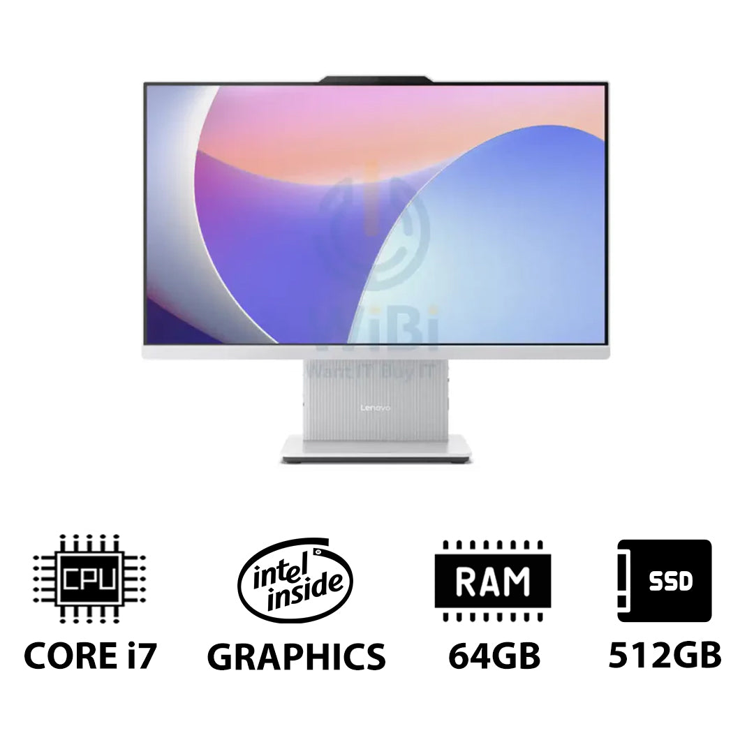Lenovo IdeaCentre Gen 9 AIO PC - i7 / 64GB / 512GB (NVMe M.2 SSD) / 23.8" FHD Non-Touch / DOS (Without OS) / 1YW / Cloud Grey - Desktop