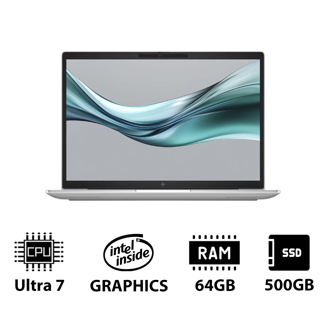 إتش بي إليت بوك 640 G11 - 14.0" WUXGA / ألترا 7 155U / 64 جيجابايت / 500 جيجابايت (NVMe م.2 إس إس دي) / دوس (بدون نظام تشغيل) / ضمان سنة / بايك فضي - لابتوب