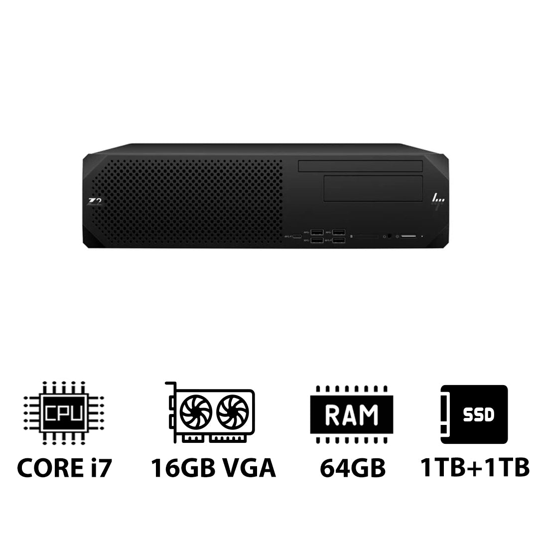 HP Z2 G9 SFF Workstation - i7-13700K 3.40GHz / 16-Cores / 64GB / 1TB + 1TB (NVMe M.2 SSD) / RTX 2000 Ada 16GB VGA / Win 11 Pro / 3YW