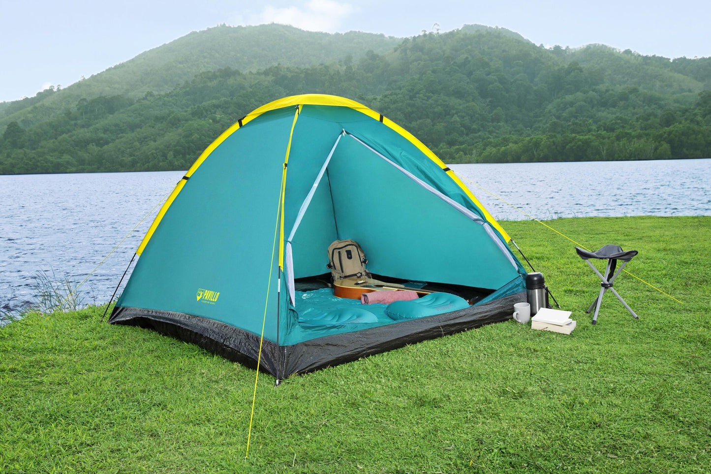 Bestway 1.45m x 2.05m x 1.00m cooldome 2 tent (contents:tent, carry bag, eight pegs, one layer, 300mmh20)