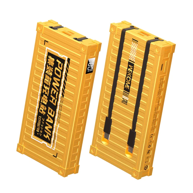 Wekome WP-339 10000mAh Container Series 22.5W Super Fast Charging Power Bank with Cable - Yellow