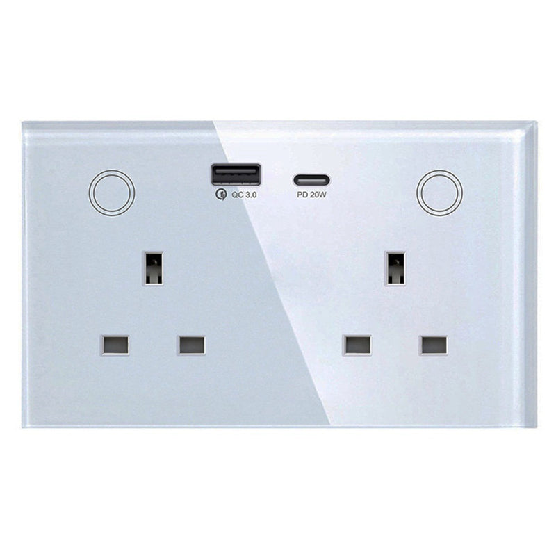 Gopeta Wi-Fi UK Double Socket  - 13A / USB-A / USB-C / White