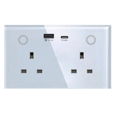 Gopeta Wi-Fi UK Double Socket  - 13A / USB-A / USB-C / White