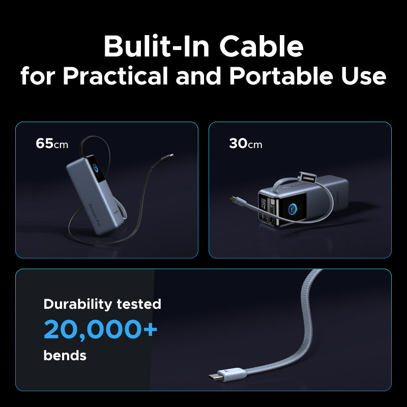 UGREEN Nexode Pro Power Bank with 35cm Braided Cable - 25000mAh / 200W