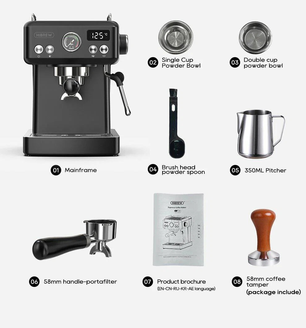 HiBREW Semi Automatic Espresso Coffee Machine H10A - Black