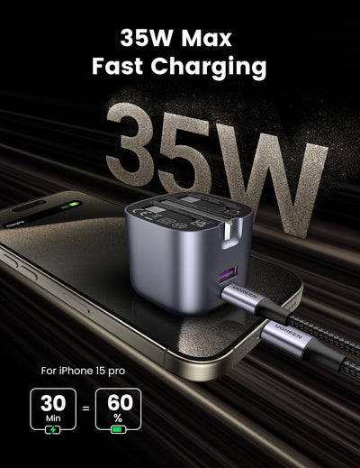 يوجرين منفذ  سريع شاحن - 35W / يو اس بي/ يو اس بي