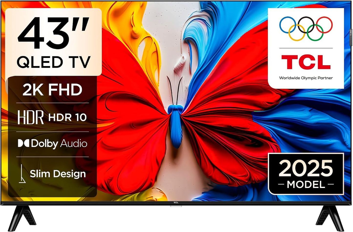 TCL 43S5K Television 43 Inch Smart TV QLED HDR 10 Google TV, Dolby Audio, Game Mode, Multiple Eye Care with Slim Design
