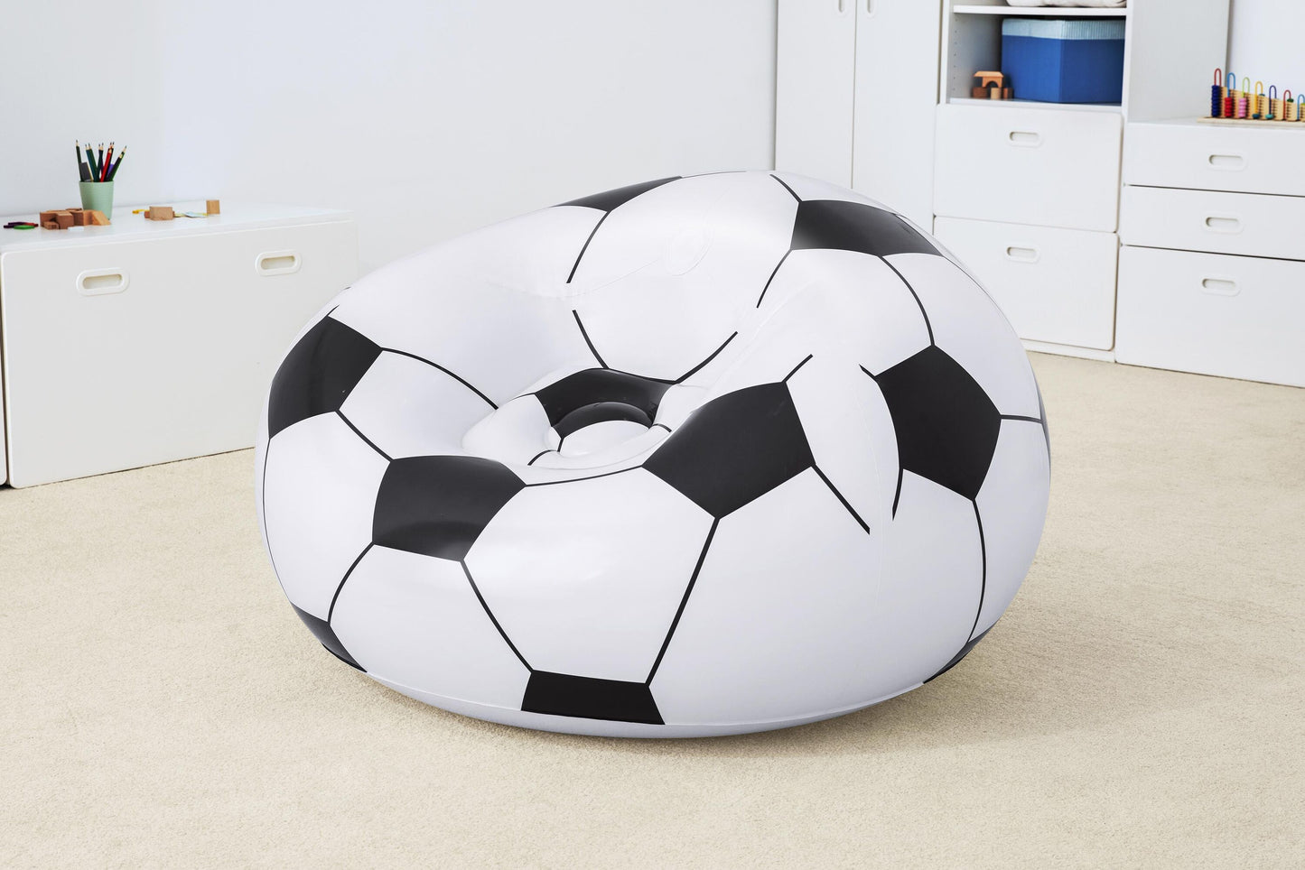 Bestway 1.14m x 1.12m x 66cm beanless soccer ball chair (contents:1 chair, repair patch) age 6+