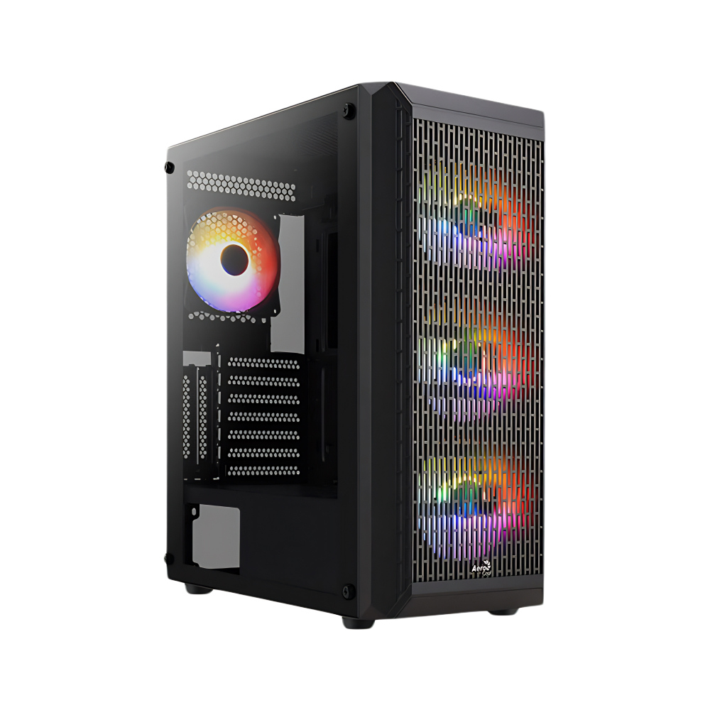 Aerocool Beam FRGB Fan x 4 MID Tower Case - Black