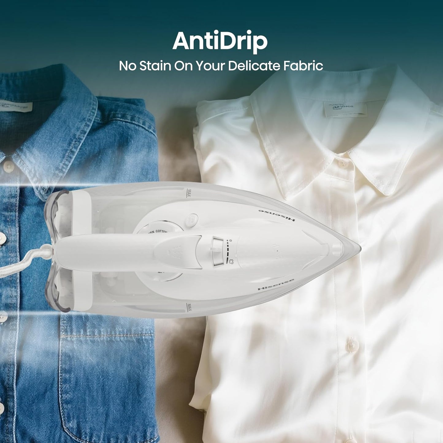 Hisense Steam Iron for Clothes-2800W Powerful Steam of 30 gm/min, Water Tank with 0.3 L, Press Spray Function, Anti-Calcium, Anti-Drip, Vertical Steam, Auto-Shut Off - H28SIWES1