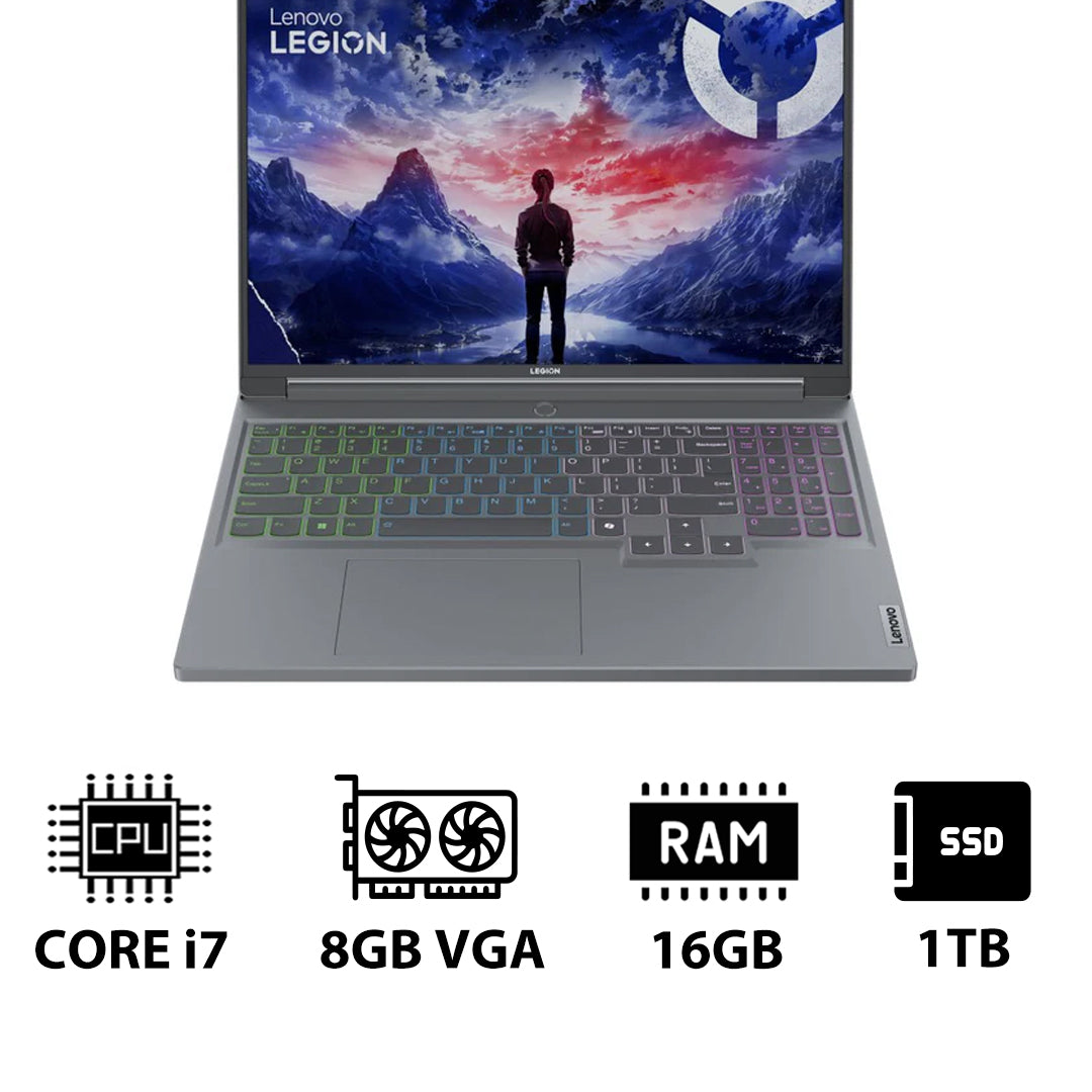 Lenovo Legion 5 Gen 9 - 16.0" WQXGA / i7 / 16GB / 1TB (NVMe M.2 SSD) / RTX 4070 8GB VGA / Win 11 Home / 2YW / Arabic/English / Luna Grey - Laptop