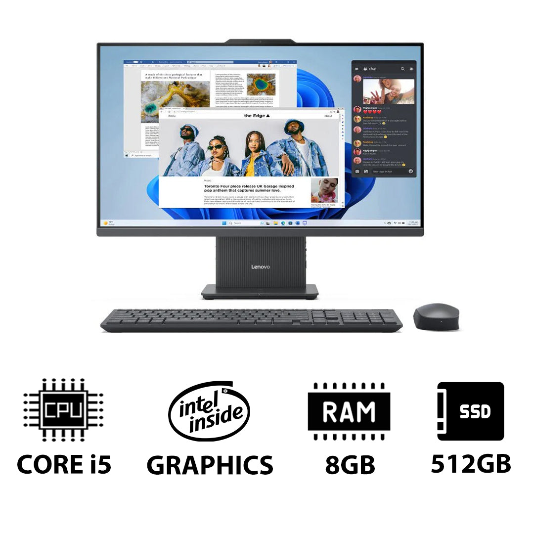 Lenovo IdeaCentre 27 Gen 9 AIO PC - i5 / 8GB / 512GB (NVMe M.2 SSD) / 27" FHD Non-Touch / DOS (Without OS) / Arabic/English / 1YW / Luna Grey - Desktop