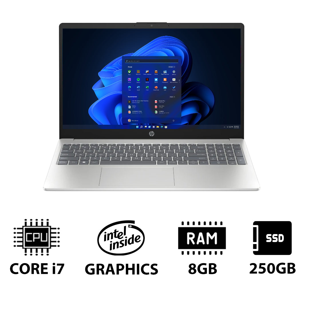 HP 15-FD0146NE - 15.6" FHD / i7 / 8GB / 250GB (NVMe M.2 SSD) / Win 11 Pro / 1YW / Natural Silver - Laptop