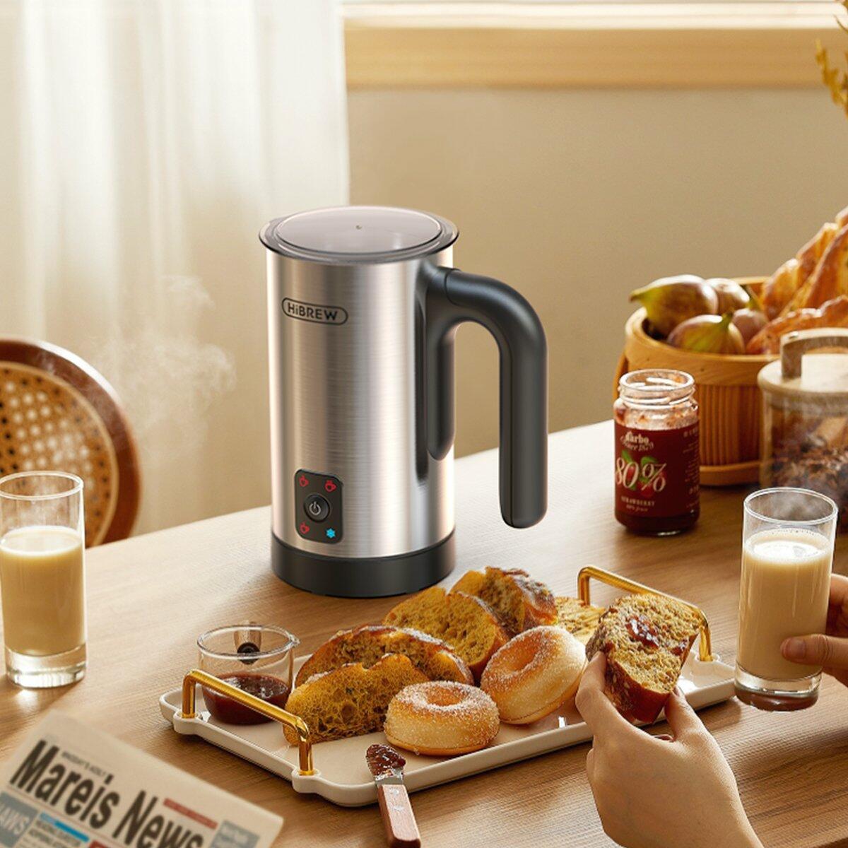 HiBREW 4 in 1 Milk Frother Frothing Foamer Fully automatic Milk Warmer Cold/Hot Latte Cappuccino Chocolate Protein Powder M3A