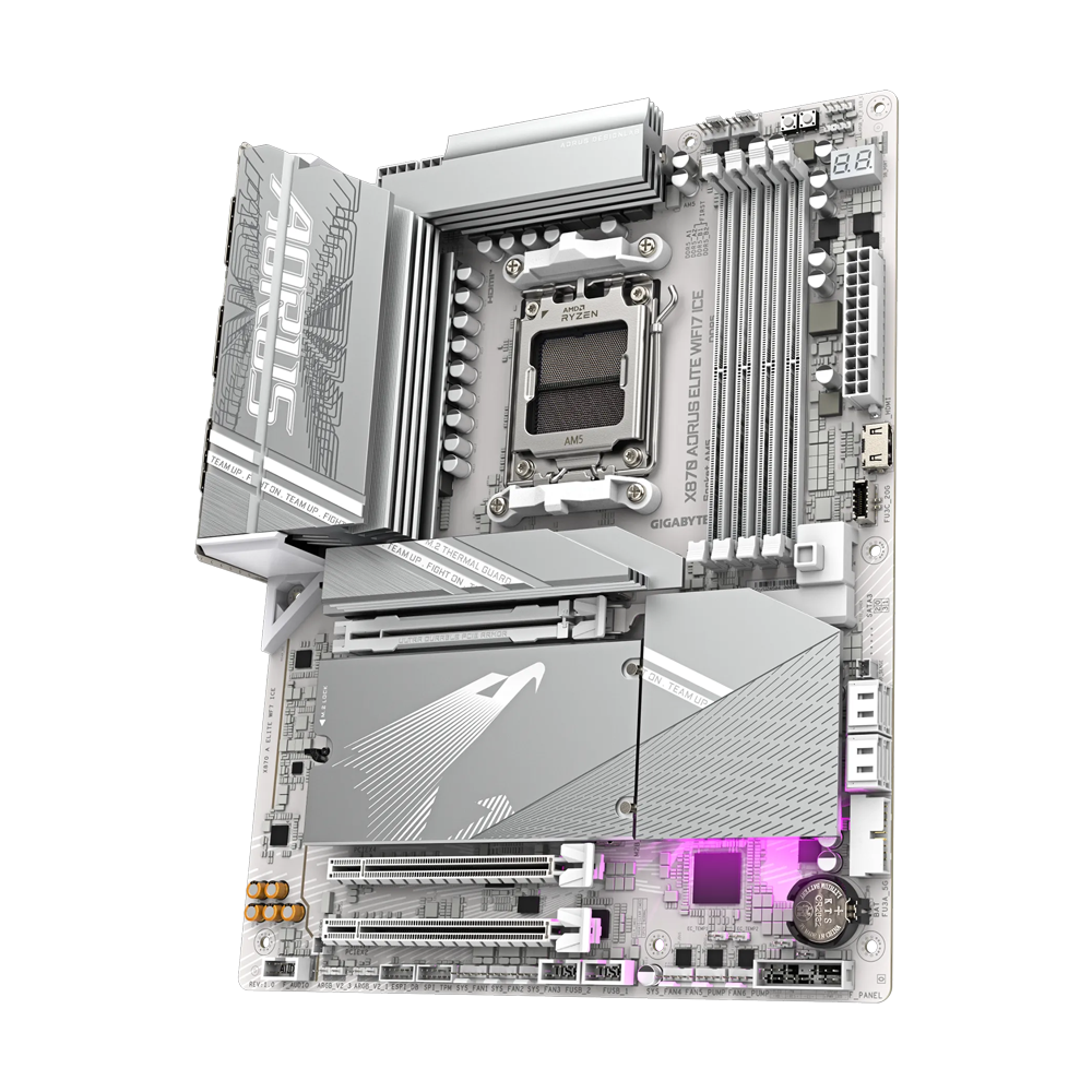 GIGABYTE X870 AORUS ELITE ICE 1.1 Motherboard - DDR5 / Wi-Fi7 / Bluetooth/ HDMI / DisplayPort / USB - White