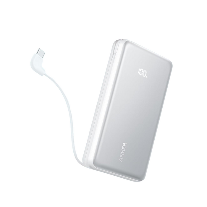 Anker Zolo Power Bank with Built-In USB-C Cable - 20000mAh / 22.5W / White