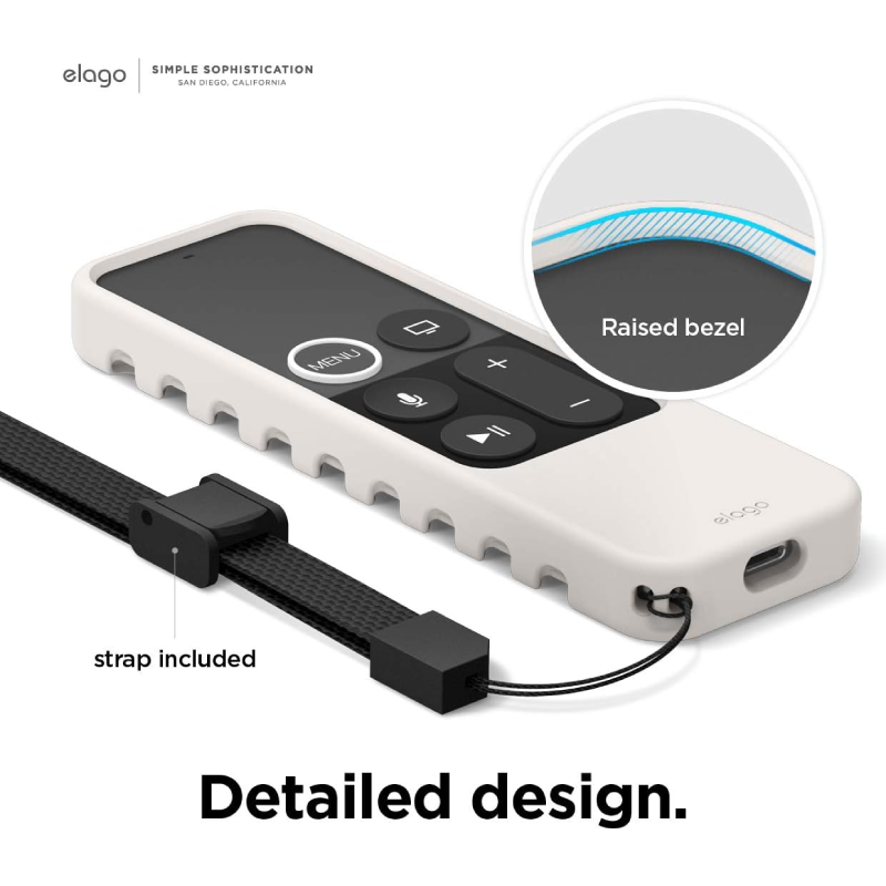 Elago R3 Protective Case for Apple TV Siri Remote - Lanyard Included - White - (Warehouse Packed)